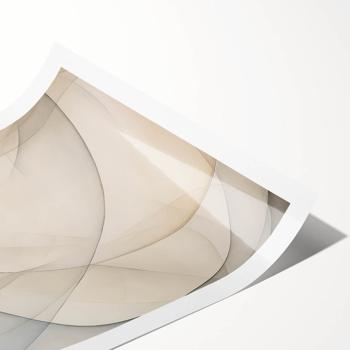 Minimalist Abstract Wall Art - Soft Curves in Neutral Beige and Gray