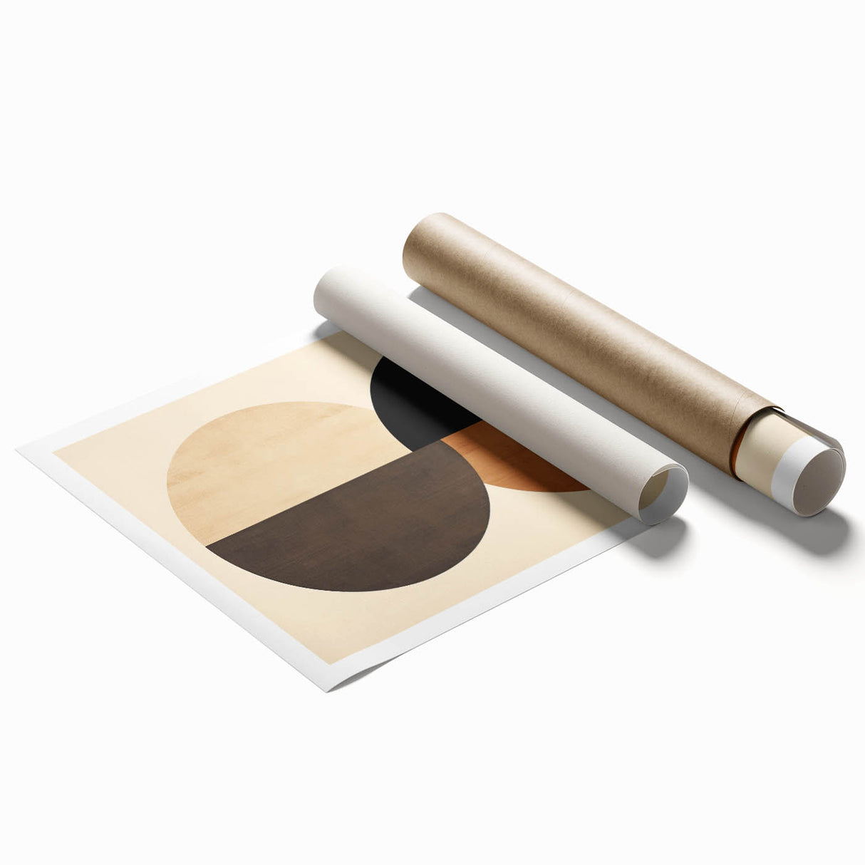 Geometric Minimalist Wall Art - Dual Circle Design in Earth Tones