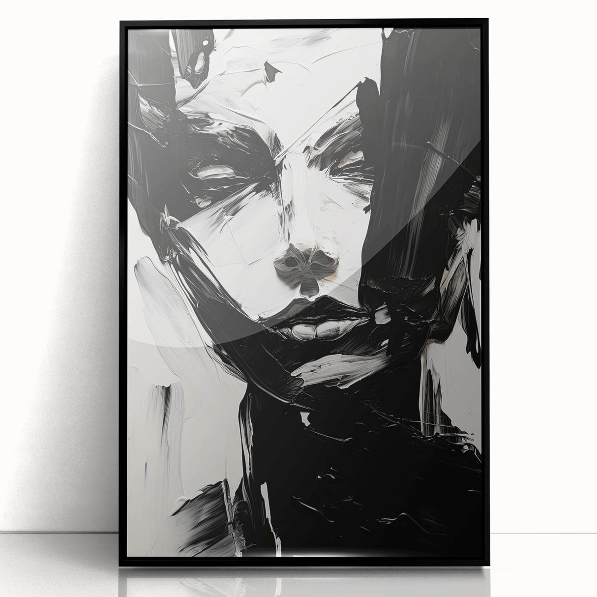 Bold Minimalist Portrait Wall Art - Black and White Abstract Expression