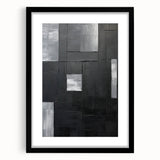 Geometric Minimalist Wall Art - Textured Black and Gray Abstract Design