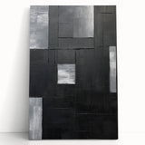 Geometric Minimalist Wall Art - Textured Black and Gray Abstract Design