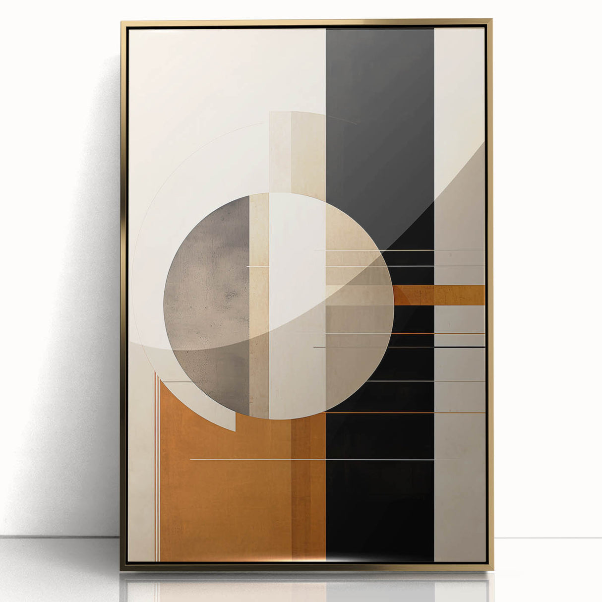 Geometric Minimalist Wall Art - Bold Circle and Line Design in Earth Tones
