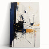 Bold Abstract Geometric Wall Art - Navy, Black, and Gold Modern Design