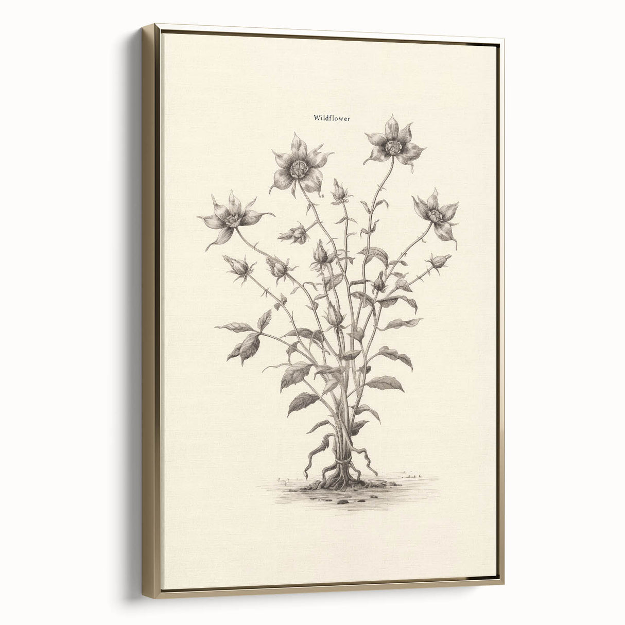 Minimalist Wall Art – Botanical Wildflower Sketch for Simple Home Decor