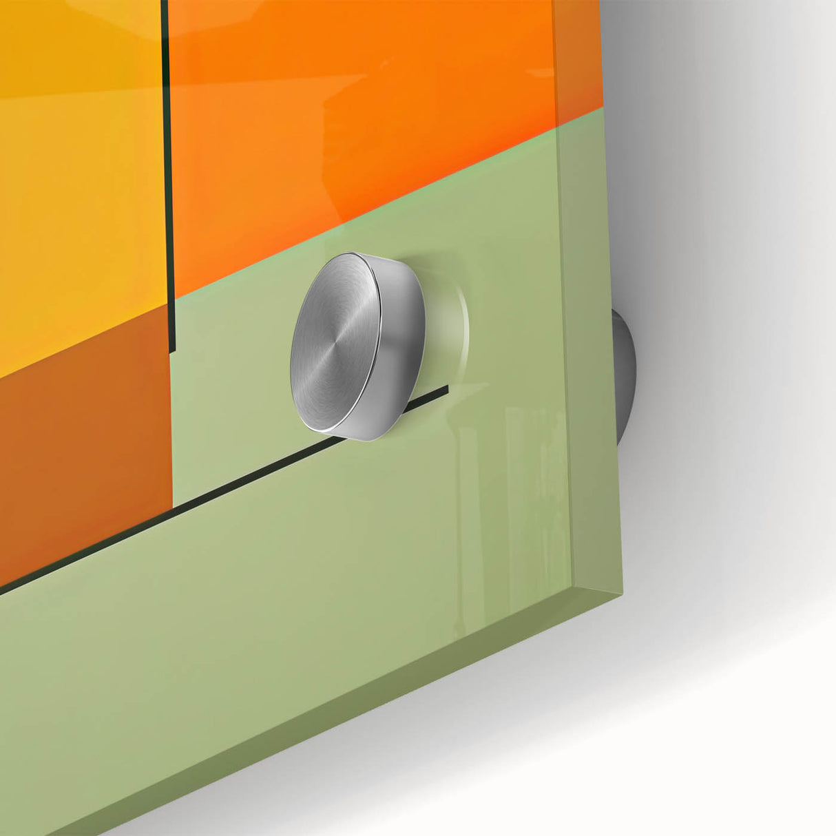 Abstract Minimalist Wall Art: Bold Geometric Design in Green and Orange