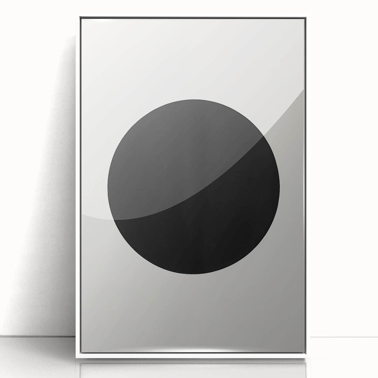 Minimalist Abstract Art: Black Circle on White Background Modern Print