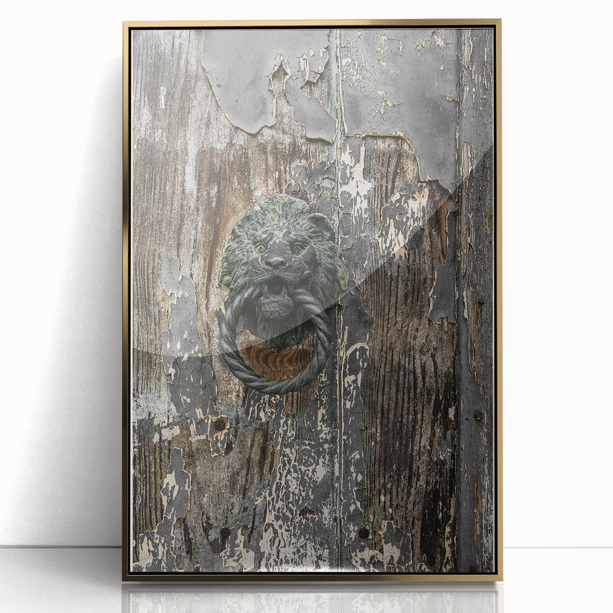 Weathered Lion Door Knocker Wall Art – Rustic Elegance Decor