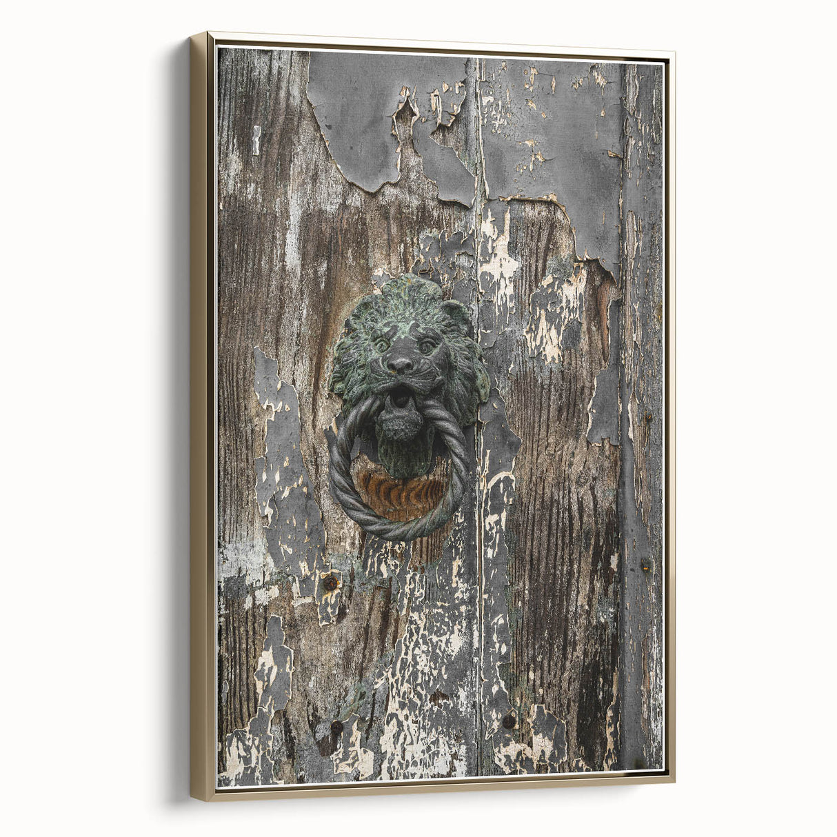Weathered Lion Door Knocker Wall Art – Rustic Elegance Decor