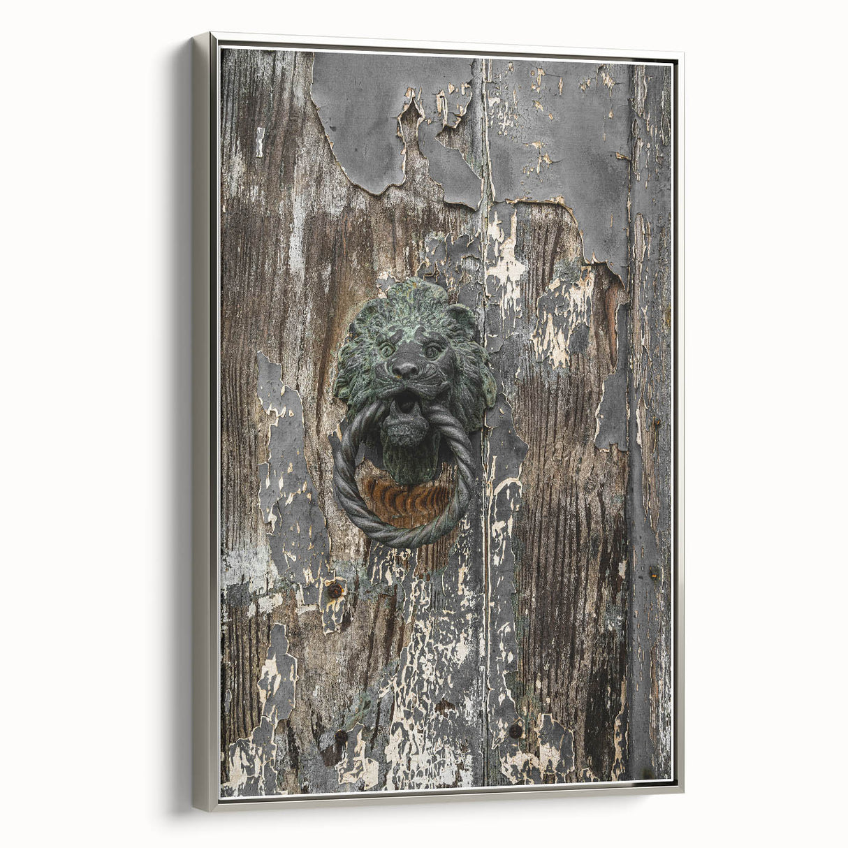 Weathered Lion Door Knocker Wall Art – Rustic Elegance Decor