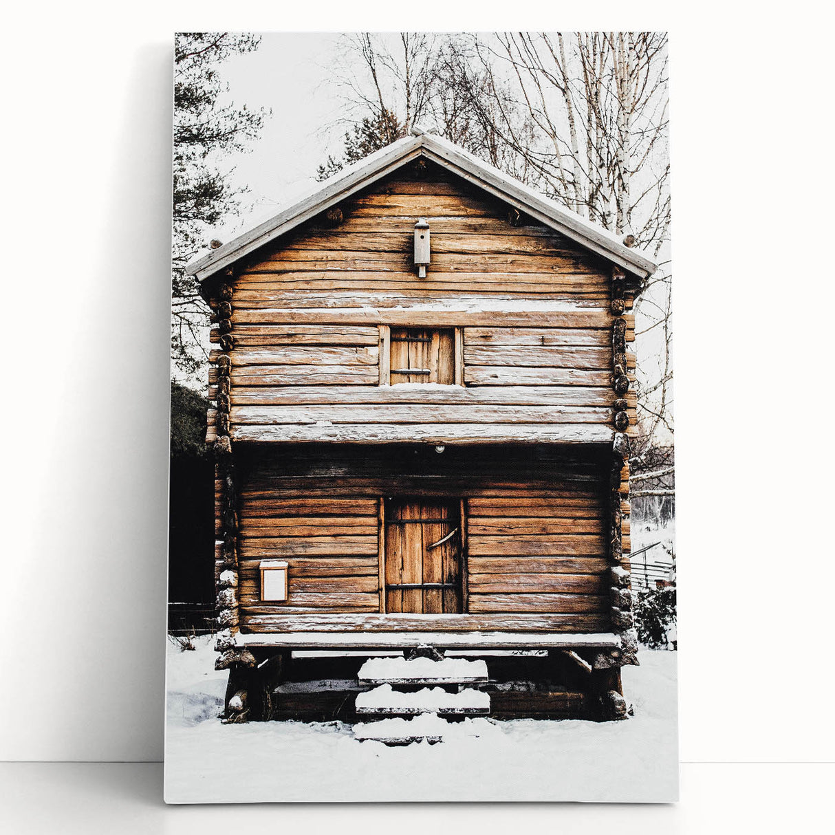 Winter Cabin Solace - Rustic Snowscape Art