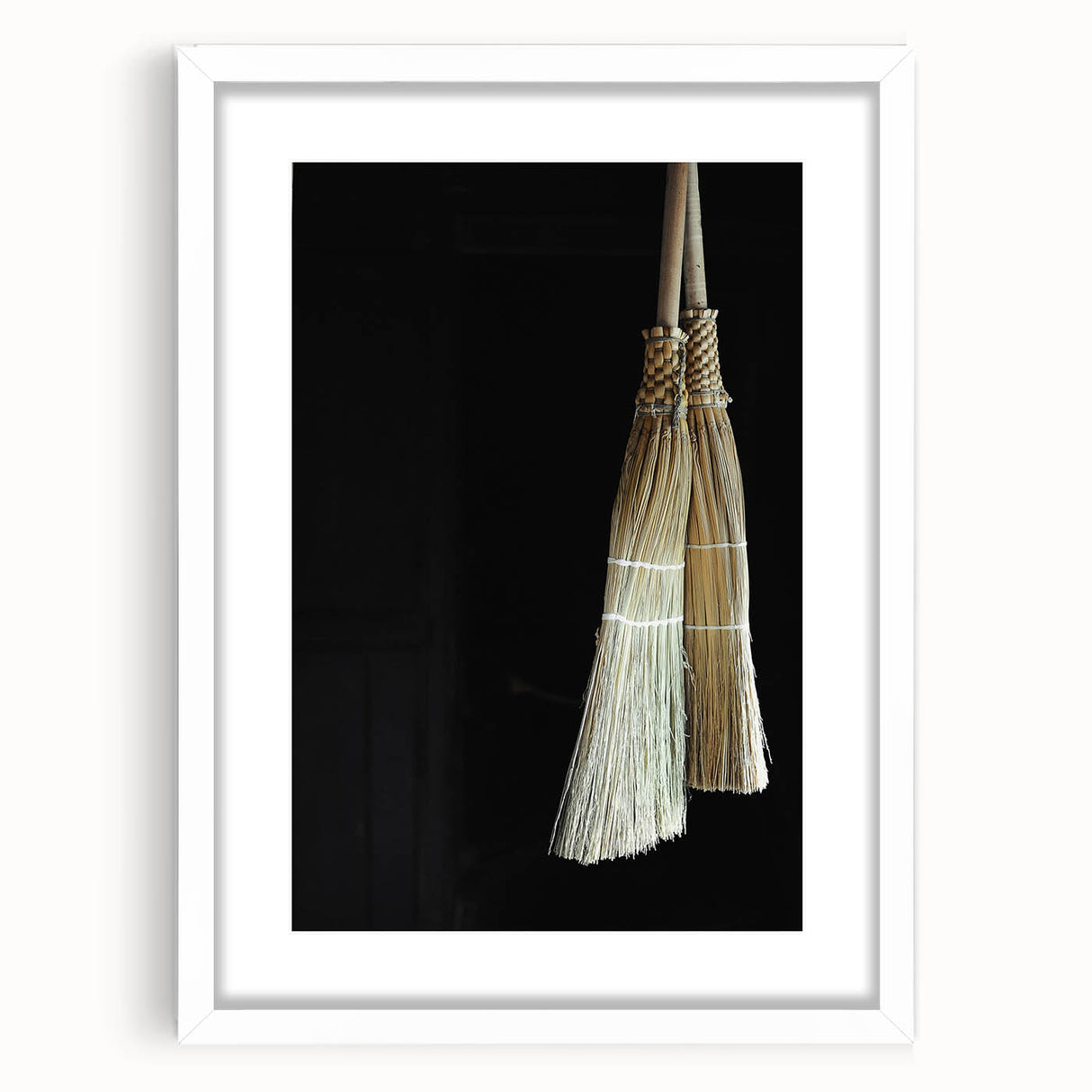 Traditional Broom Pair - Rustic Household Wall Art