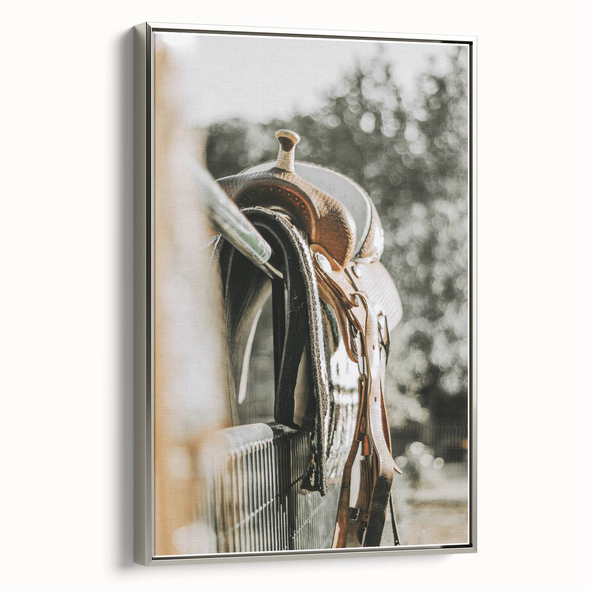 Rustic Wall Art - Saddle on Fence Farmhouse Decor for Rustic Homes