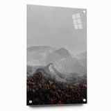 Rustic Wall Art - Mountain Range in Autumn Farmhouse Decor for Homes