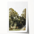 Rustic Wall Art: Serene Forest & Stone Structure – Farmhouse Decor Print