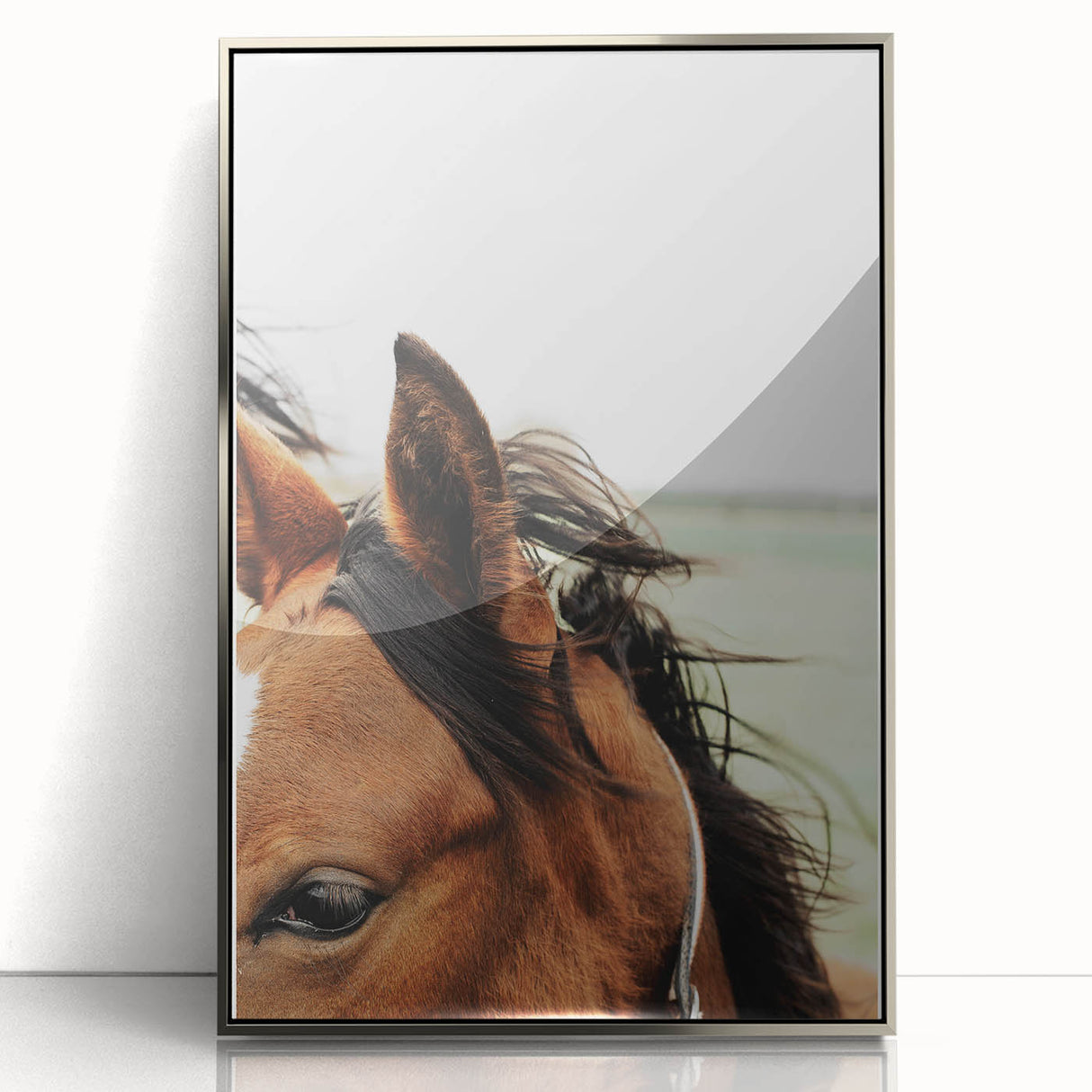 Rustic Horse Close-Up Wall Art – Farmhouse Decor with Natural Elegance