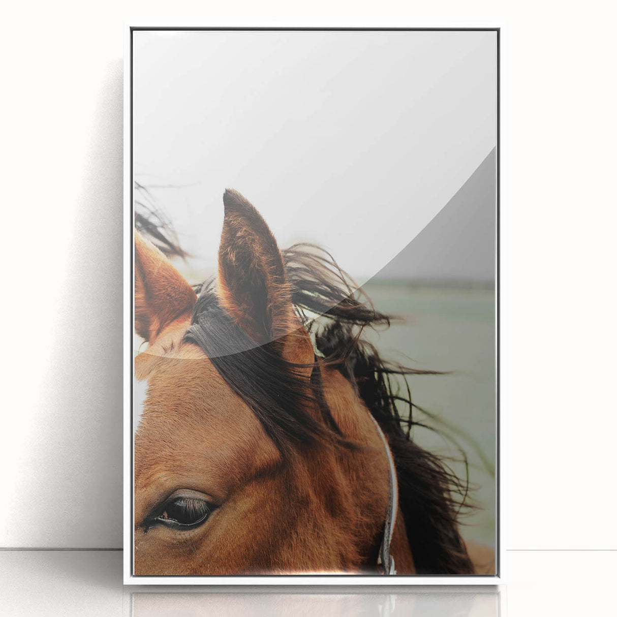 Rustic Horse Close-Up Wall Art – Farmhouse Decor with Natural Elegance