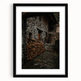 Rustic Stone Building with Firewood Wall Art – Farmhouse Decor Charm