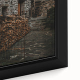 Rustic Stone Building with Firewood Wall Art – Farmhouse Decor Charm