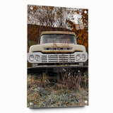 Rustic Wall Art: Vintage Abandoned Truck in Autumn Scene