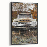 Rustic Wall Art: Vintage Abandoned Truck in Autumn Scene