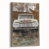 Rustic Wall Art: Vintage Abandoned Truck in Autumn Scene