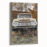 Rustic Wall Art: Vintage Abandoned Truck in Autumn Scene