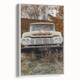 Rustic Wall Art: Vintage Abandoned Truck in Autumn Scene