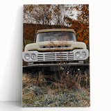 Rustic Wall Art: Vintage Abandoned Truck in Autumn Scene
