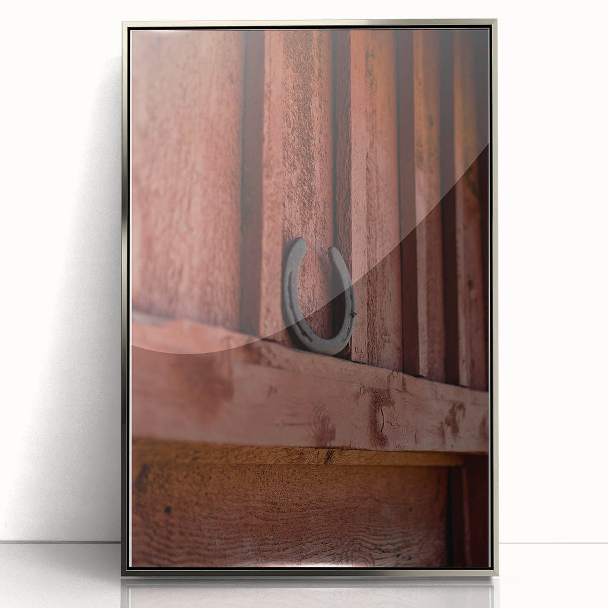 Rustic Wall Art - Horseshoe on Wooden Barn Wall, Farmhouse Decor Print