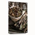 Rustic Wall Art - Pinecones in Wooden Basket, Farmhouse Decor Print