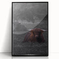 Rustic Wall Art - Highland Cows Resting in Field, Farmhouse Decor Print