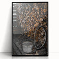 Rustic Wall Art - Stacked Firewood and Old Bucket, Farmhouse Decor Print