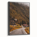 Rustic Wall Art - Country Road and Wooden Cabin for Farmhouse Decor