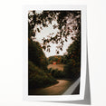 Rustic Landscape Art - Serene Country Road with Distant Red Barn