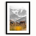 Rustic Mountain Landscape with Grazing Horses – Farmhouse Wall Art