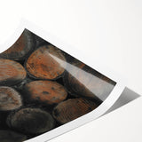 Textured Wood Logs: Rustic Farmhouse Wall Art Print