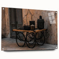 Vintage Cookware on Wooden Cart – Rustic Farmhouse Wall Art