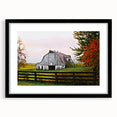 Rustic Barn Wall Art – Weathered Gray Barn with Autumn Foliage