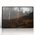 Rustic Nature Wall Art – Weathered Wooden Fence Posts in Forest Scene