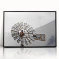 Rustic Windmill Wall Art – Vintage Farm Windmill Against Cloudy Sky