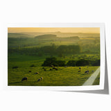 Rustic Wall Art - Sunset Farmhouse Landscape with Grazing Sheep