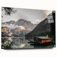 Rustic Mountain Cabin by Lake Wall Art | Farmhouse Decor | Nature Print