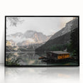 Rustic Mountain Cabin by Lake Wall Art | Farmhouse Decor | Nature Print
