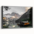 Rustic Mountain Cabin by Lake Wall Art | Farmhouse Decor | Nature Print