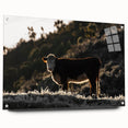 Lone Cow at Dusk Wall Art | Rustic Farmhouse Animal Decor | Nature Print