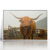 Highland Cow Rustic Wall Art - Farmhouse Decor for Cozy Country Homes