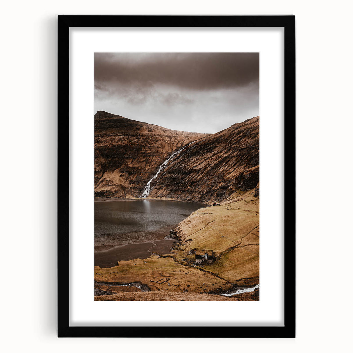Rustic Wall Art - Mountain Waterfall and Cabin for Farmhouse Decor