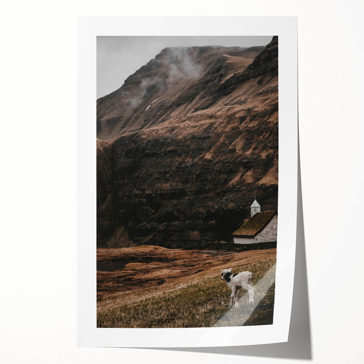 Rustic Lamb in Landscape Wall Art – Farmhouse Nature Scene Decor Print