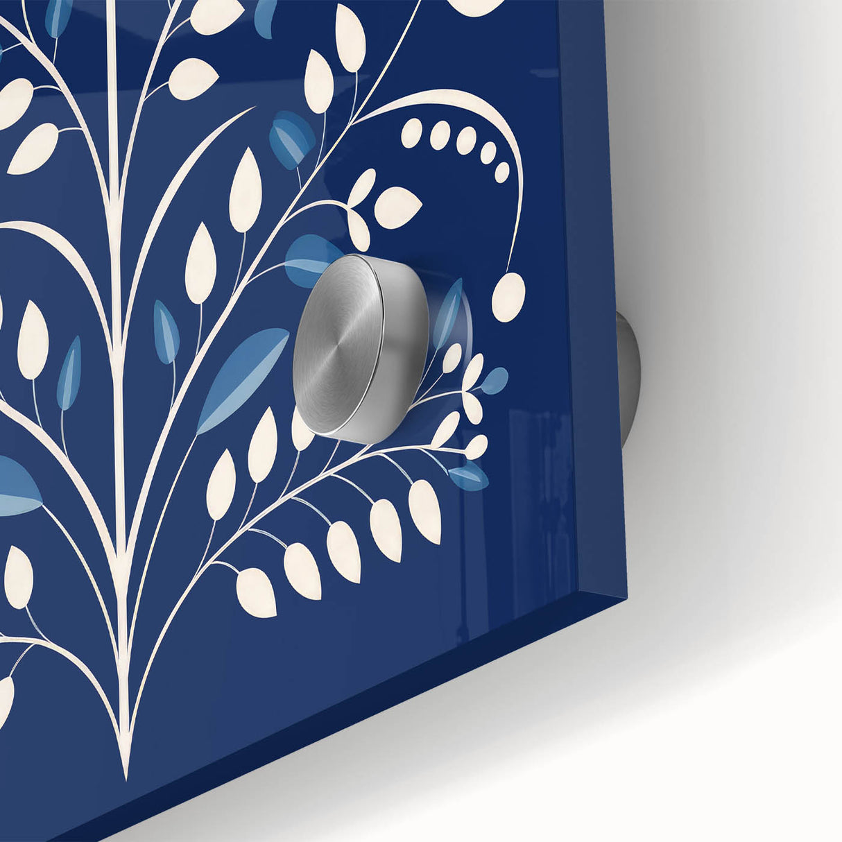 Minimalist Scandinavian Wall Art | Nordic Floral Print in Blue & White