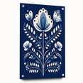 Minimalist Scandinavian Wall Art | Nordic Floral Print in Blue & White